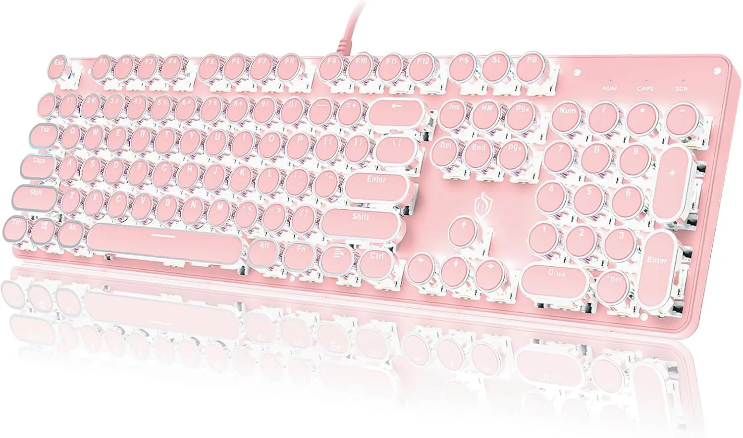 Teclado Gamer Yscp Mecánico Retro 104 Teclas Rosa con Switch Azul y Retroiluminación Blanca