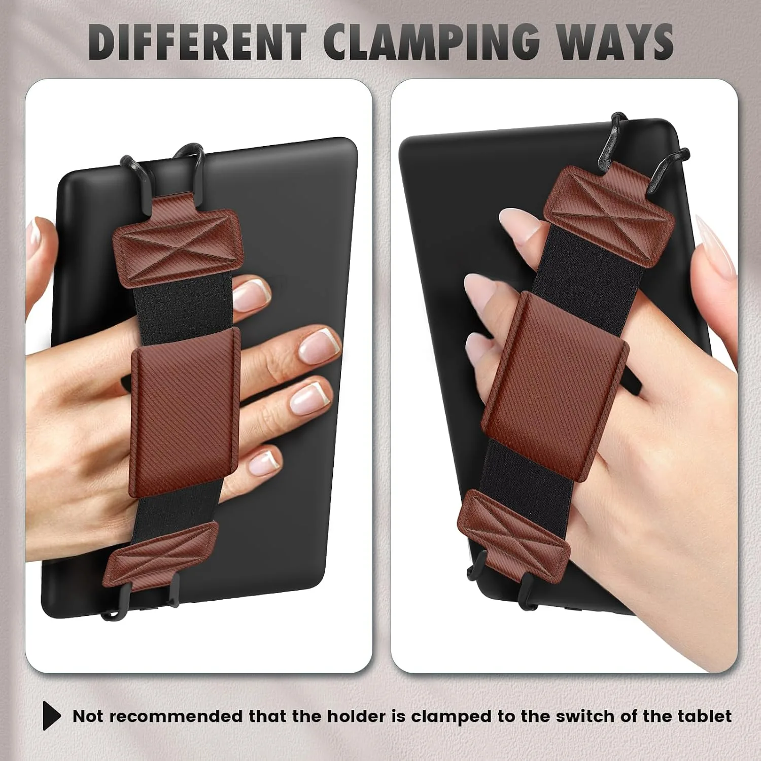 MoKo Soft Hand Strap for 6-8" Kindle eReaders Fire Tablet Kindle/Kobo/Voyaga/Lenovo/Sony Kindle E-Book Tablet, Black High-Elasticity Versatile Hand Strap Lightweight Finger Grip Holder, Vintage Twill
