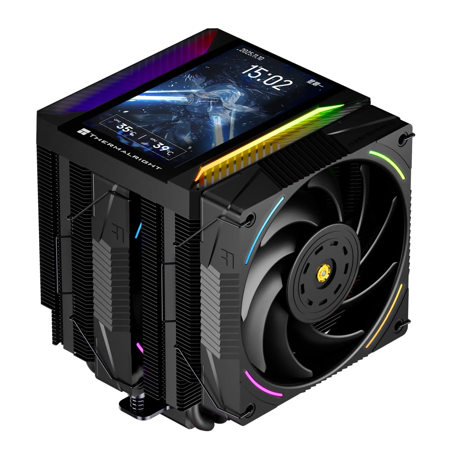Thermalright TR Peerless Assassin 120 Vision MAX ARGB Black CPU Air Cooler, Twin Tower Radiator 2150RPM,480x854 Resolving Power IPS Screen with 5’’,Computer Cooler for Intel lga1851/1700/115x,AM4/AM5