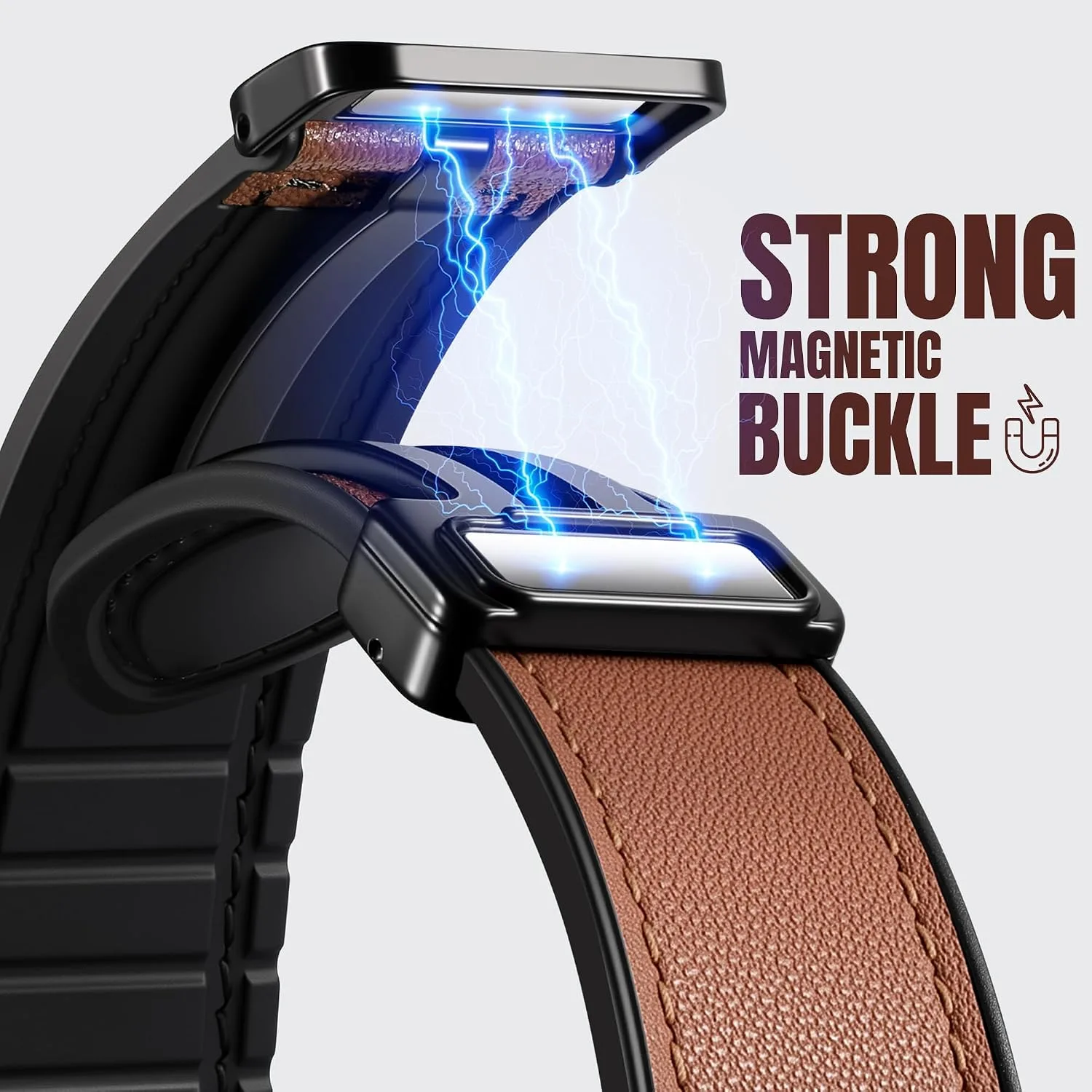 Charlam Magnetic Leather Bands Compatible with Samsung Galaxy Watch 7 Band 6 5 4 FE Active 2 40mm 44mm/Watch 6/4 Classic/Watch 5 Pro/3, 20mm Genuine Leather Straps for Samsung Watch Bands Men Women