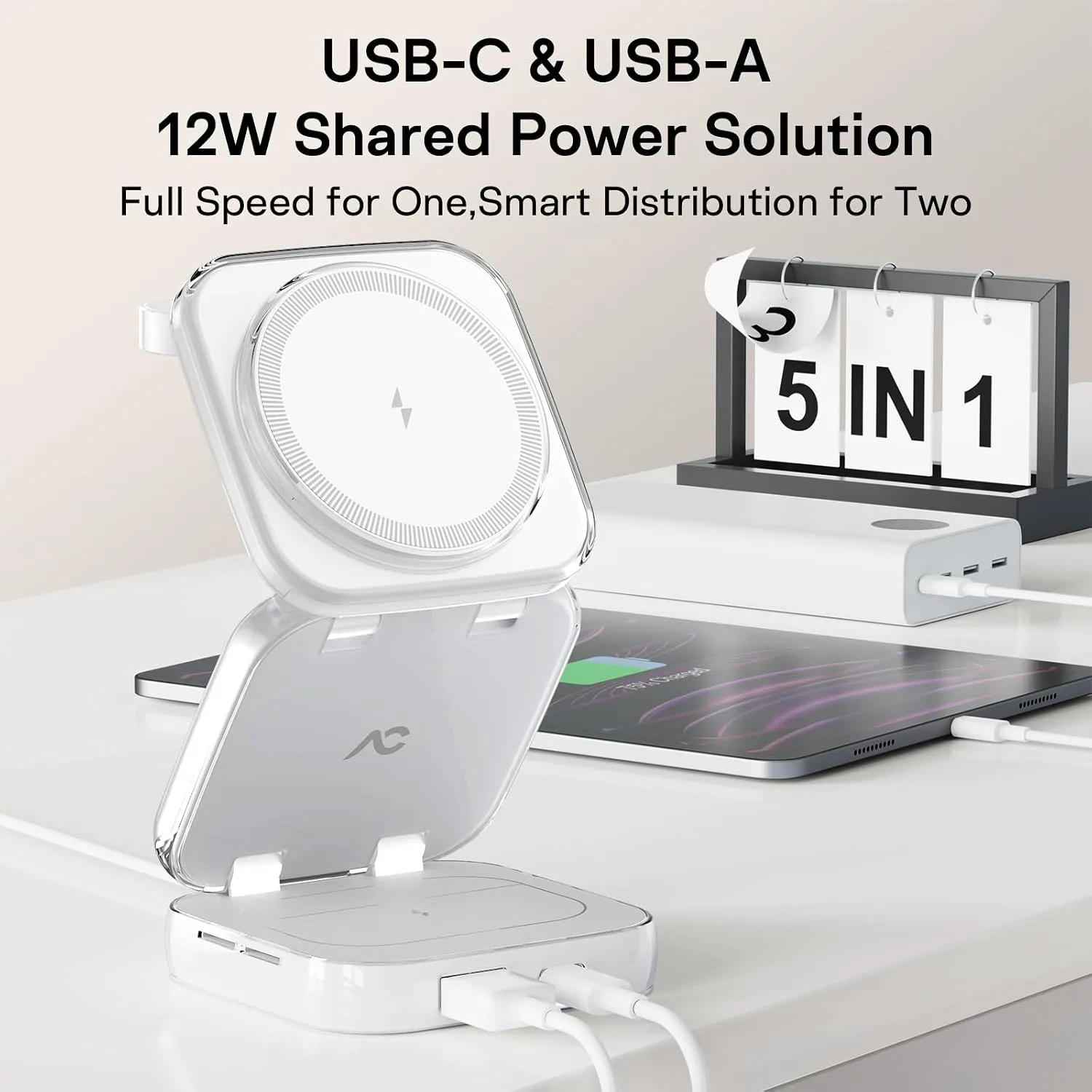 AC ISLAND 5-in-1 Wireless Charger for MagSafe，35W Travel Charging Station