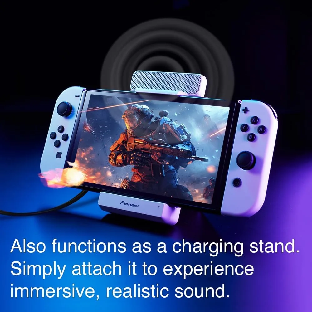Pioneer Gaming Speaker for Switch / PIMAX - White, Speaker SOUND TECTOR USB Type-C Portable Lightweight Surround Stand for Switch / PIMAX. TQ-PG300W