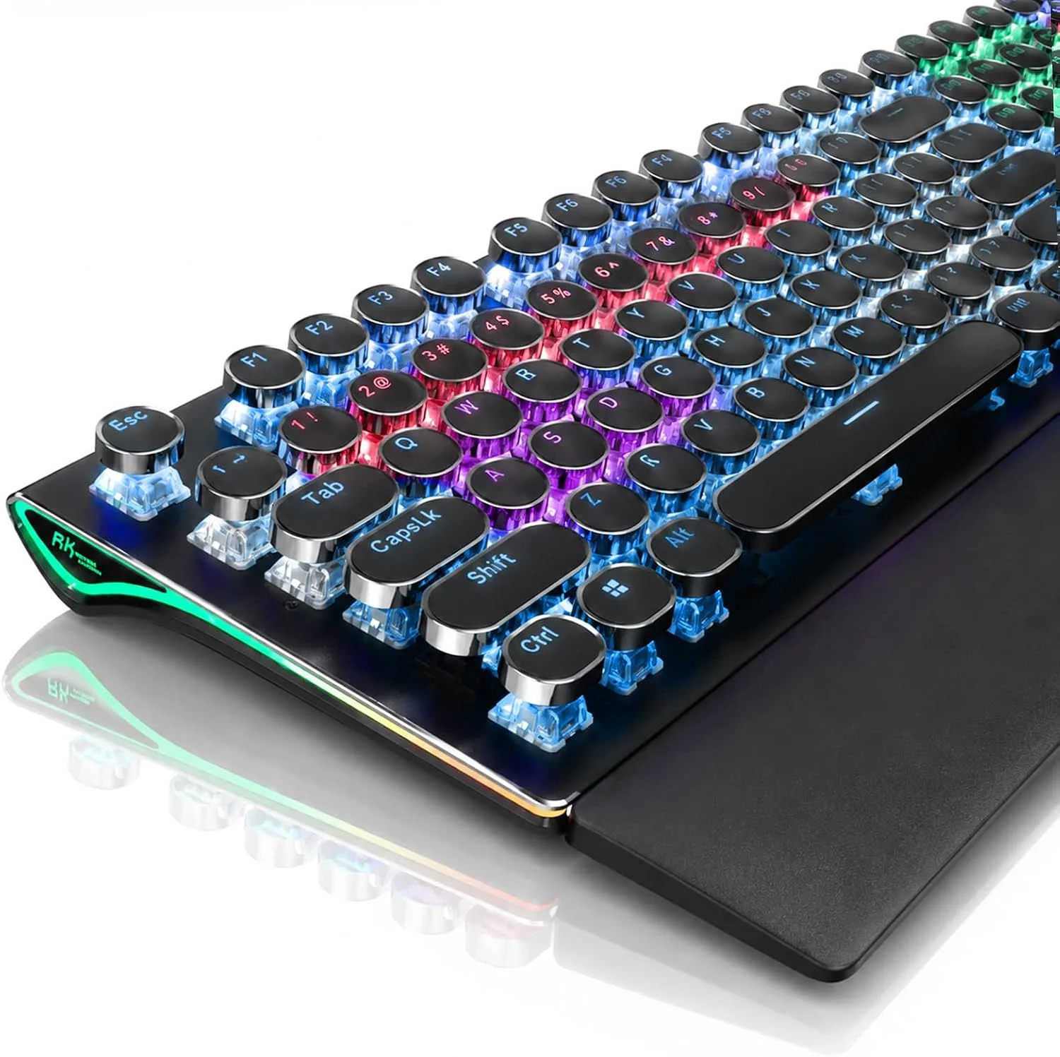 Teclado Gamer RK Royal Kludge S108 Mecánico Retro con Cable y Reposa Muñecas Desmontable