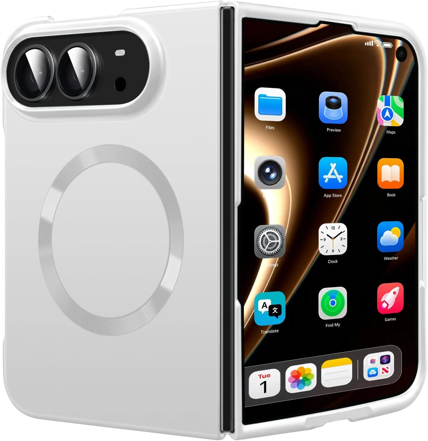 Case for iPhone Duo, Magnetic Phone Case Compatible with Mag-Safe，Silver