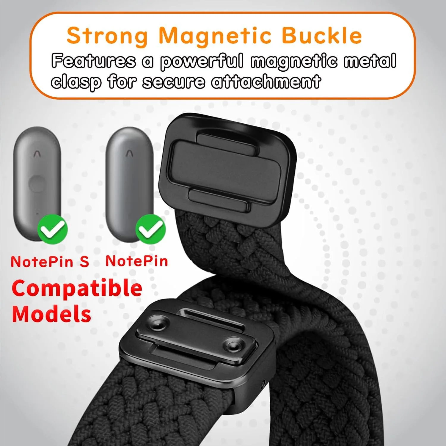 2-in-1 Wristband & Neckband for Plaud NotePin & NotePin S AI Voice Recorder - High-Clarity PC Case & Breathable Magnetic Nylon Strap & Adjustable Neck Strap - Sports, Business, Men & Women (Black)