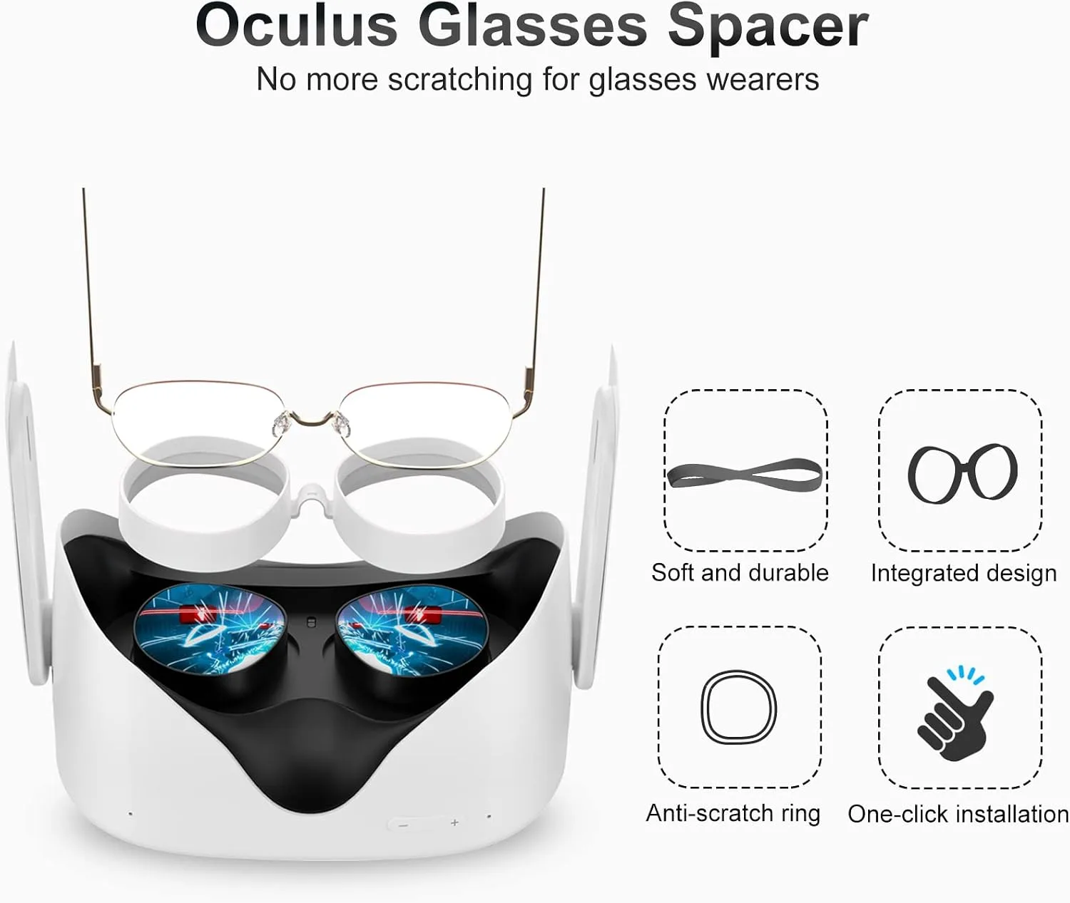SUPERUS Lens Protector Compatible with Oculus/Meta Quest 2, Glasses Spacer - Anti-Scratch VR Accessories to Prevent Your Glasses from Scratching VR Lenses (White)