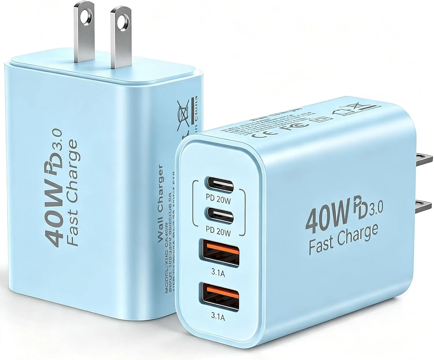 USB C Wall Charger Block, 40W USB Type C iPhone Charger Fast Charging Block
