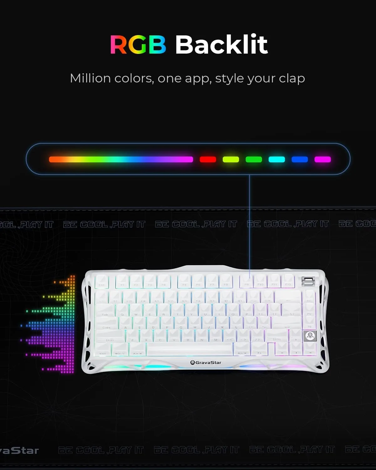 GravaStar Mercury K1 75% Wireless Mechanical Gaming Keyboard RGB Backlit
