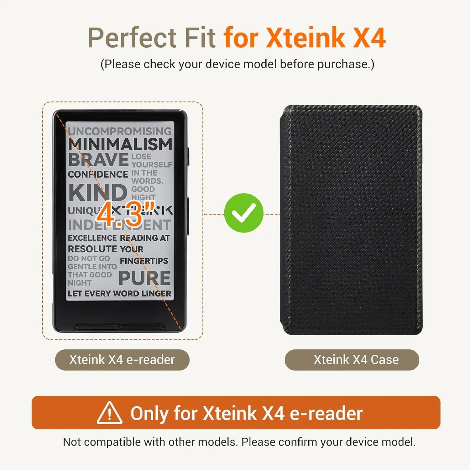 CoBak Magnetic Case for XTEINK X4, Ultra-Lightweight Protective Cover for Xteink X4 E-Reader, Secure Magnetic Attachment(Light Black)
