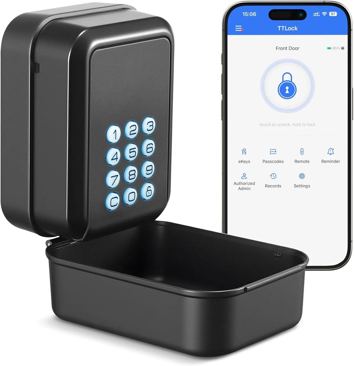Smart Key Lock Box Electronic Bluetooth Lock Box with APP Control & PIN Code Types,Share eKey Wall Mounted Lock Box for Airbnb Realtor House Office(Black)