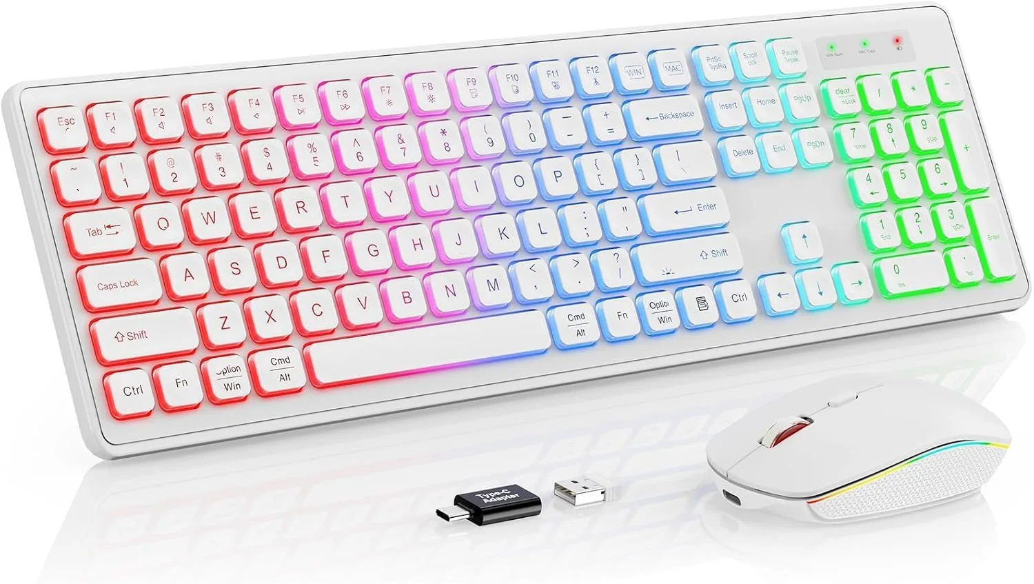 Wireless Keyboard and Mouse Combo with RGB Backlit, Rechargeable