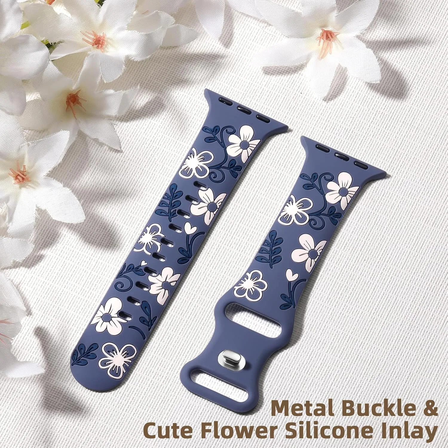 Witzon Floral Silicone Band Compatible with Apple Watch Bands For Women