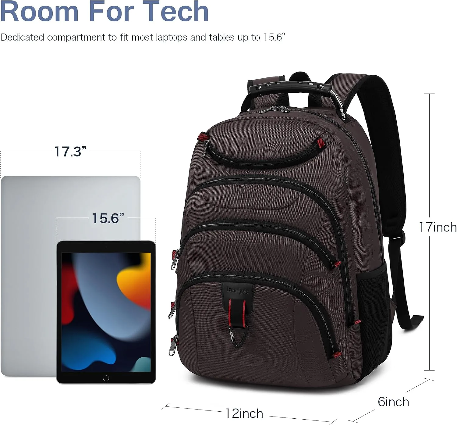 Boavan Laptop Backpack for men, 15.6 inch Laptop Bag with USB Port, Waterproof Travel Work Backpack Purse, Anti-Theft Teacher Nurse Doctor Casual Bookbags Office Business backpack,Coffee