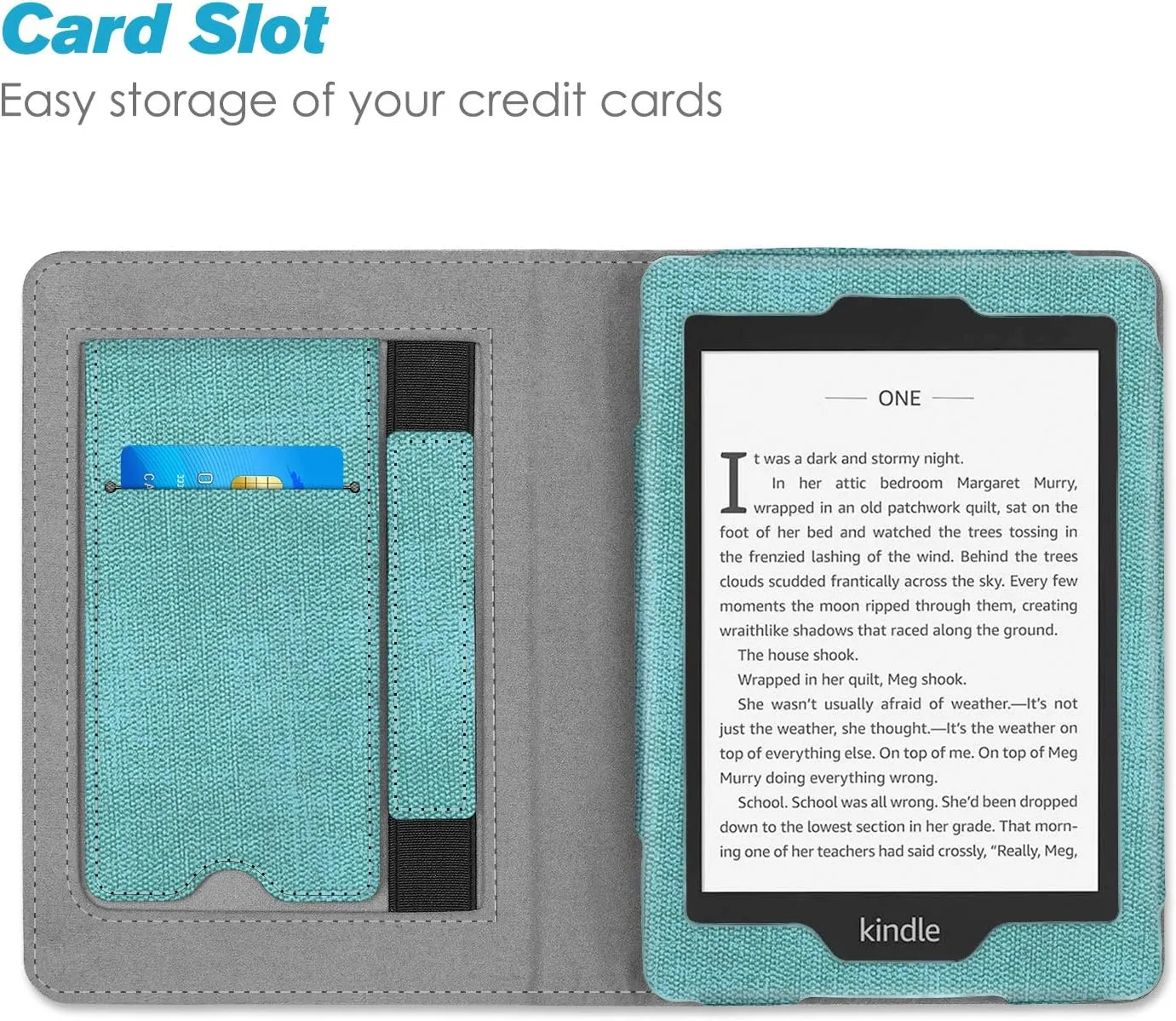 Fintie Stand Case for 6" Kindle Paperwhite 10th Gen 2018, Turquoise/Brown