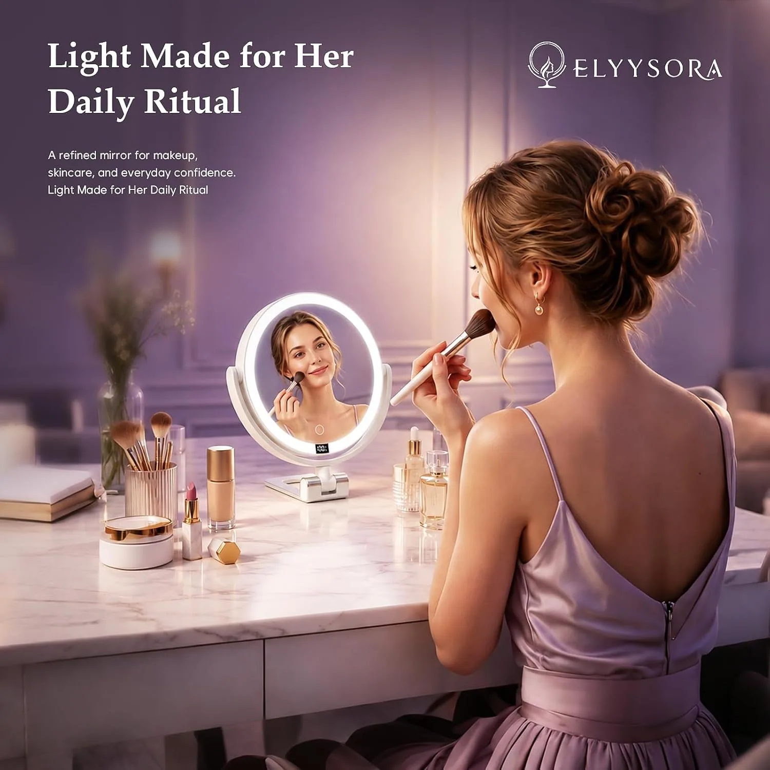 1X/30X Makeup Mirror with Lights, Rechargeable Magnifying Mirror