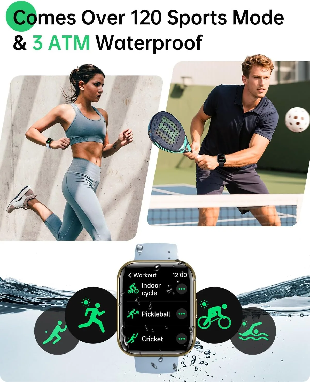 Smart Watch (Android & iPhones), 1.83" HD Alexa Built-in Smart Wacthes for Women Men With Heart Rate Monitor, Sleep/Step Tracker, 120+ Sport Modes Fitness Watch for Women, IP68 Waterproof Sport Watch