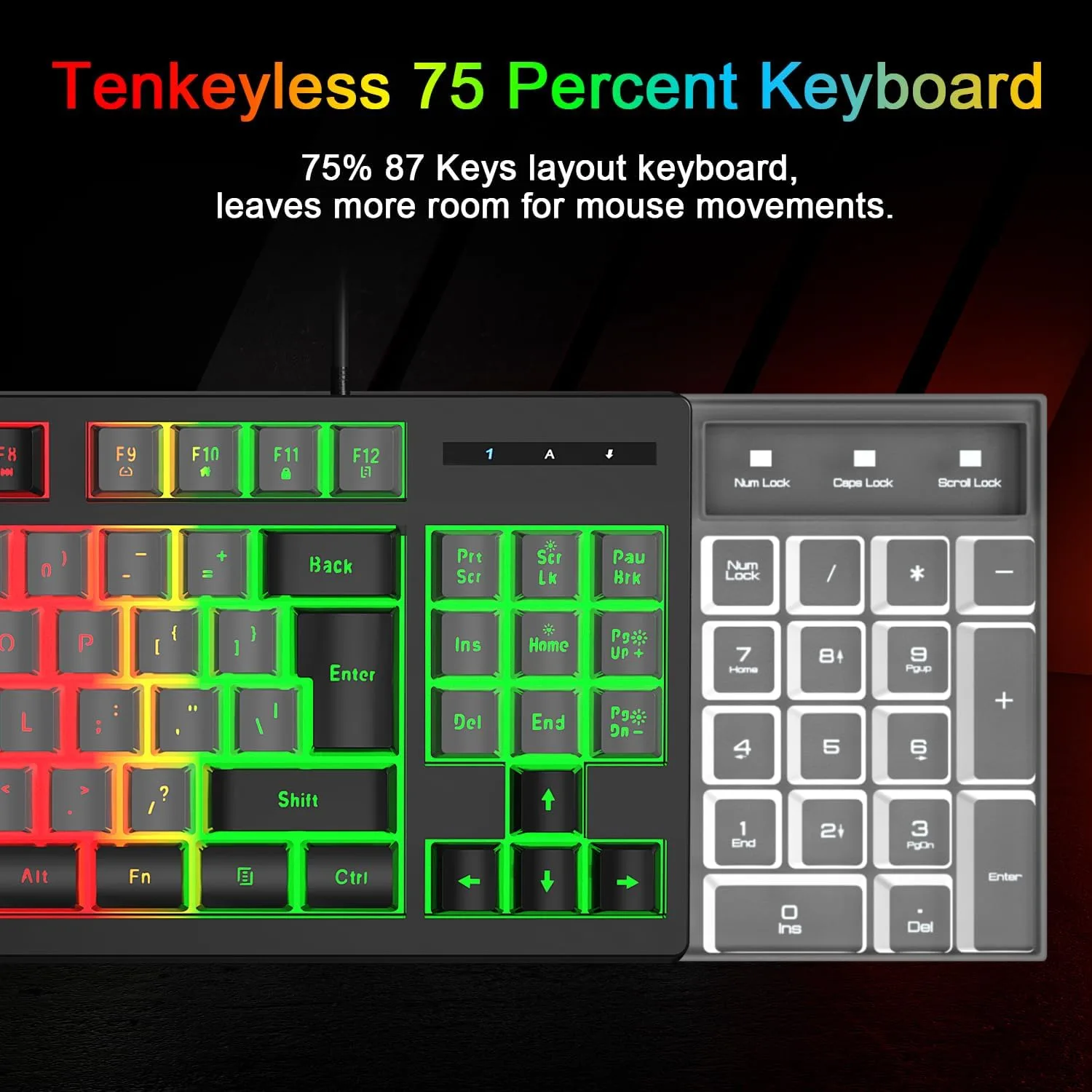 BlueFinger RGB 87 Keys Gaming Keyboard and Backlit Mouse Combo, USB Wired Rainbow Keyboard, Gaming Keyboard Set for Laptop PC Computer Game and Work(Black & Gray)