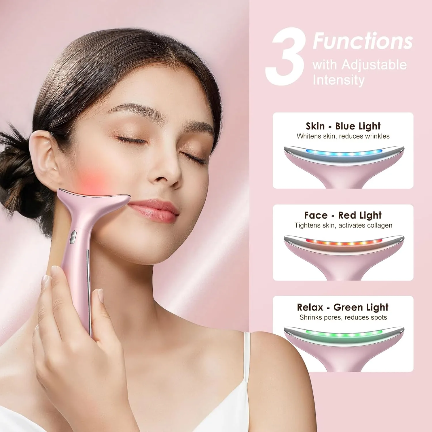 Facial & Eye Massager, Dual Massage Heads, Constant Temperature Heat & Vibration, Anti-Aging, Reduce Puffiness for Radiant Skin