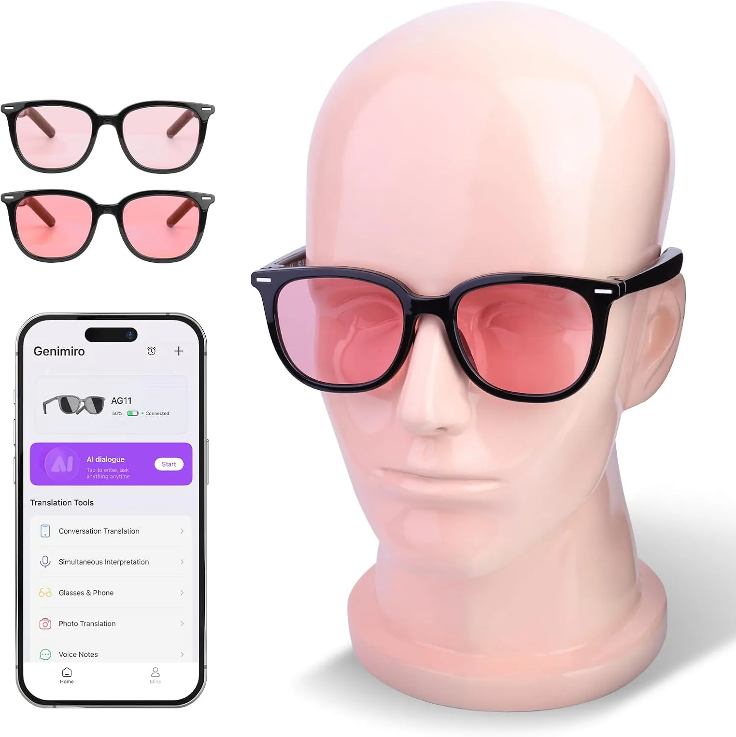AI Smart Glasses Color Changing Translation Sunglasses Camera-Free Privacy