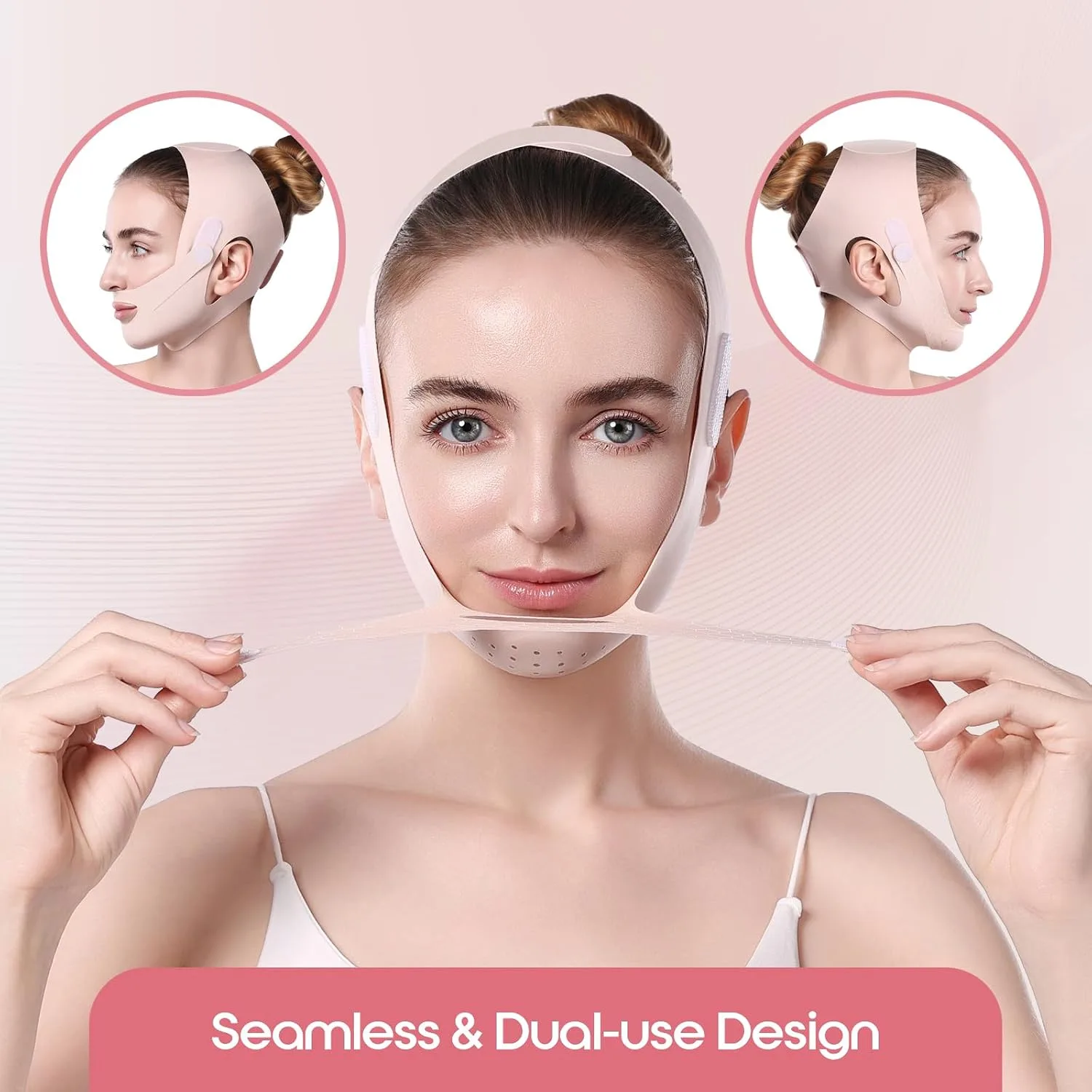 Chin Strap for Sleeping, Double Chin Strap, Chin Lifting Mask, V Line Lifting Mask, Double Chin Mask & Face Slimming Mask, Breathable Face Lifter & V Line Mask, Reusable Vline Face Lifting Mask, Pink
