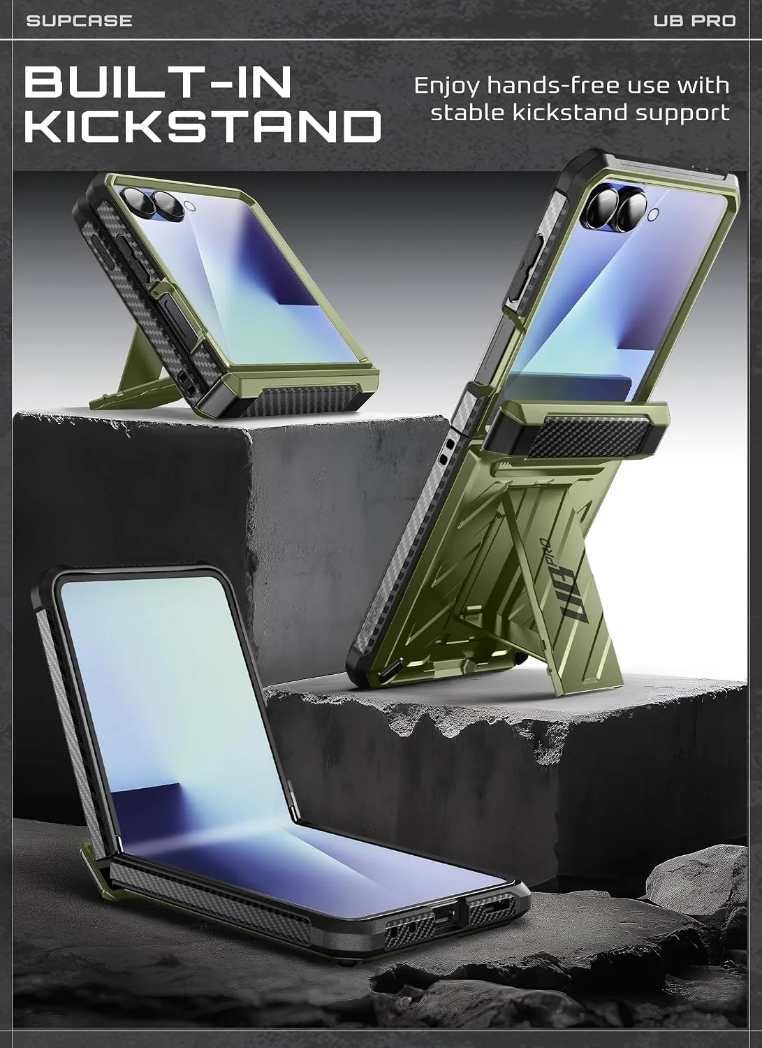 SUPCASE for Samsung Galaxy Z Flip 7 Case with Built-in Kickstand, Guldan