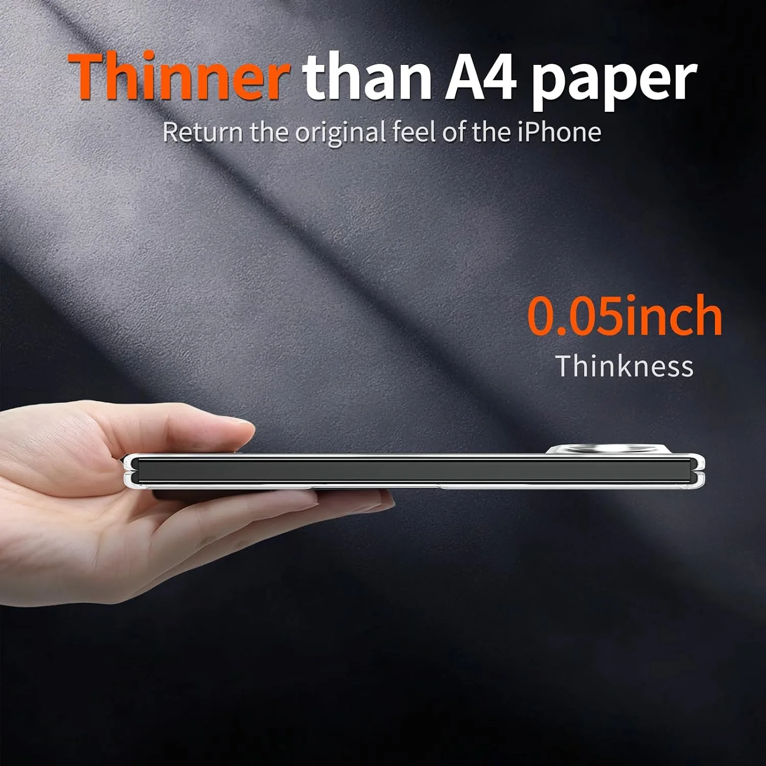 for iPhone Duo Slim Case,Paper-Thin Transparent Finish Skin Back Case [Non Yellowing] Ultra Protective Cover with Camera Protection 7.6 Inch (Clear)