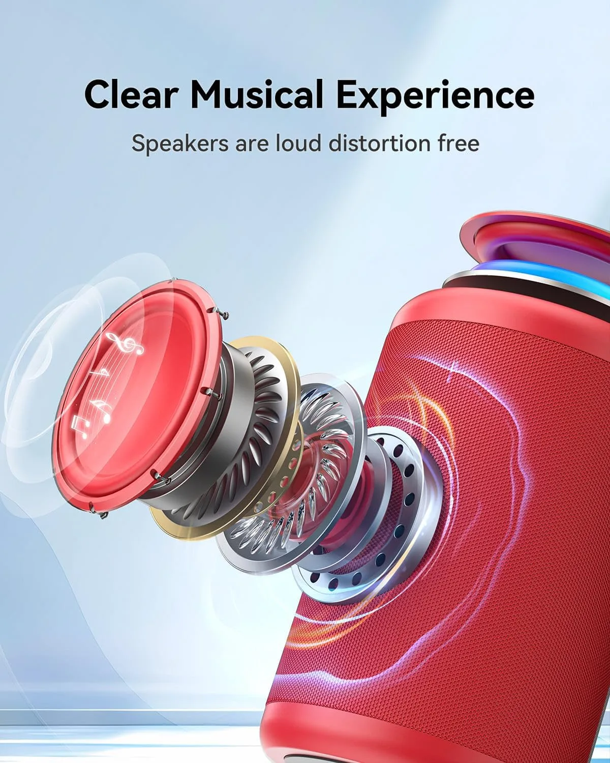 LENRUE Small Portable Bluetooth Speaker with Lights, TWS Stereo Surround Sound, Type C Powered, Bluetooth 5.3, AUX TF Card Input, Wireless for Outdoor Home, Coolest Gifts