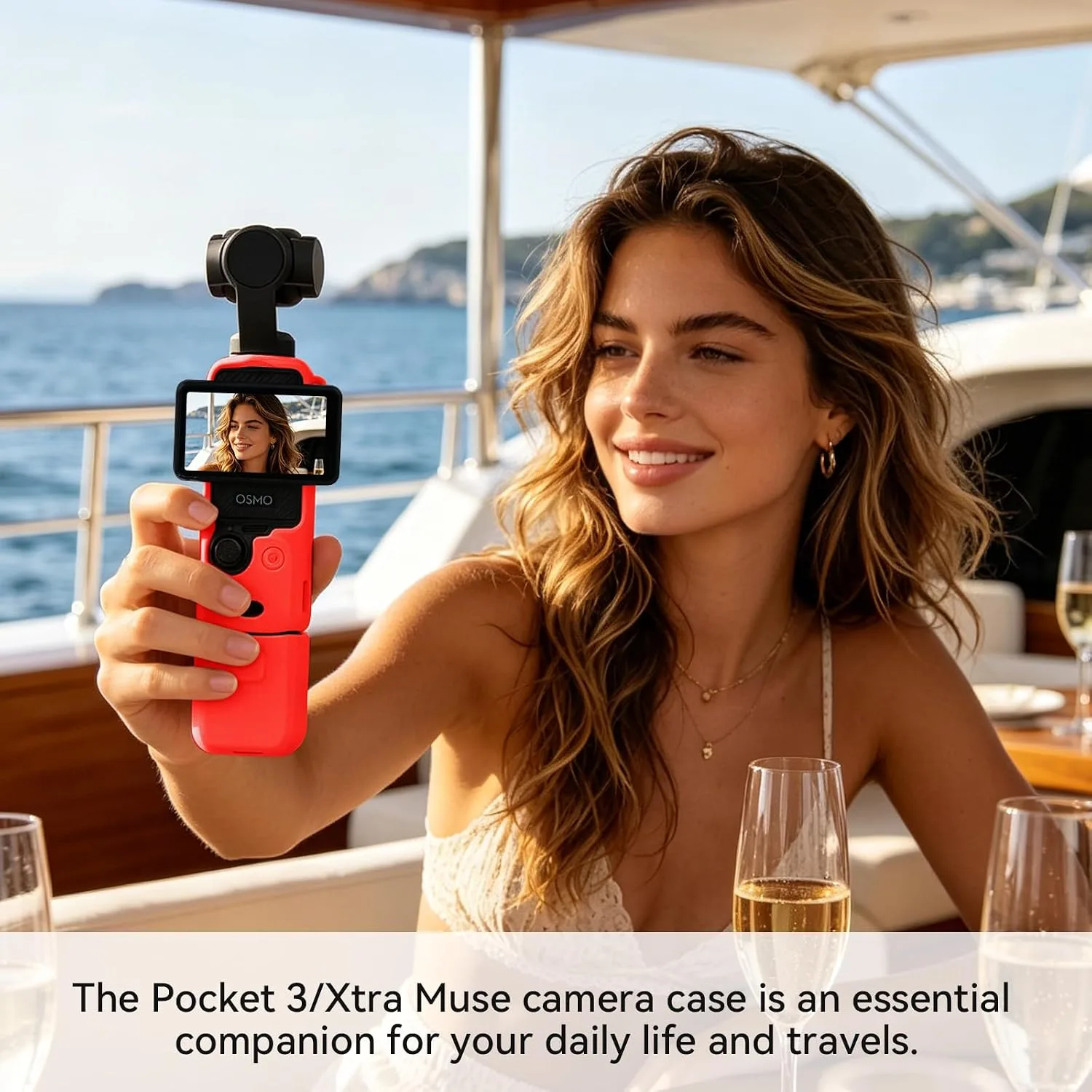 Protective Case for DJI Osmo Pocket 3/Xtra Muse Camera(Red)