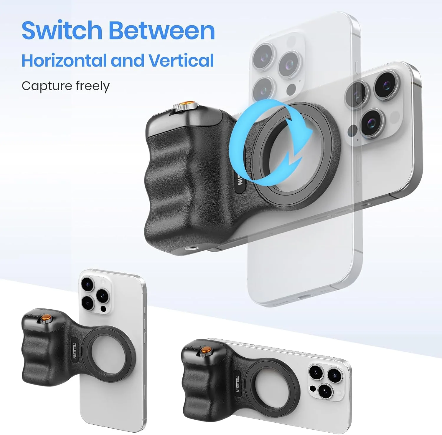 Magnetic Phone Camera Grip,Shooting Holder Selfie Handle Snap(Black)