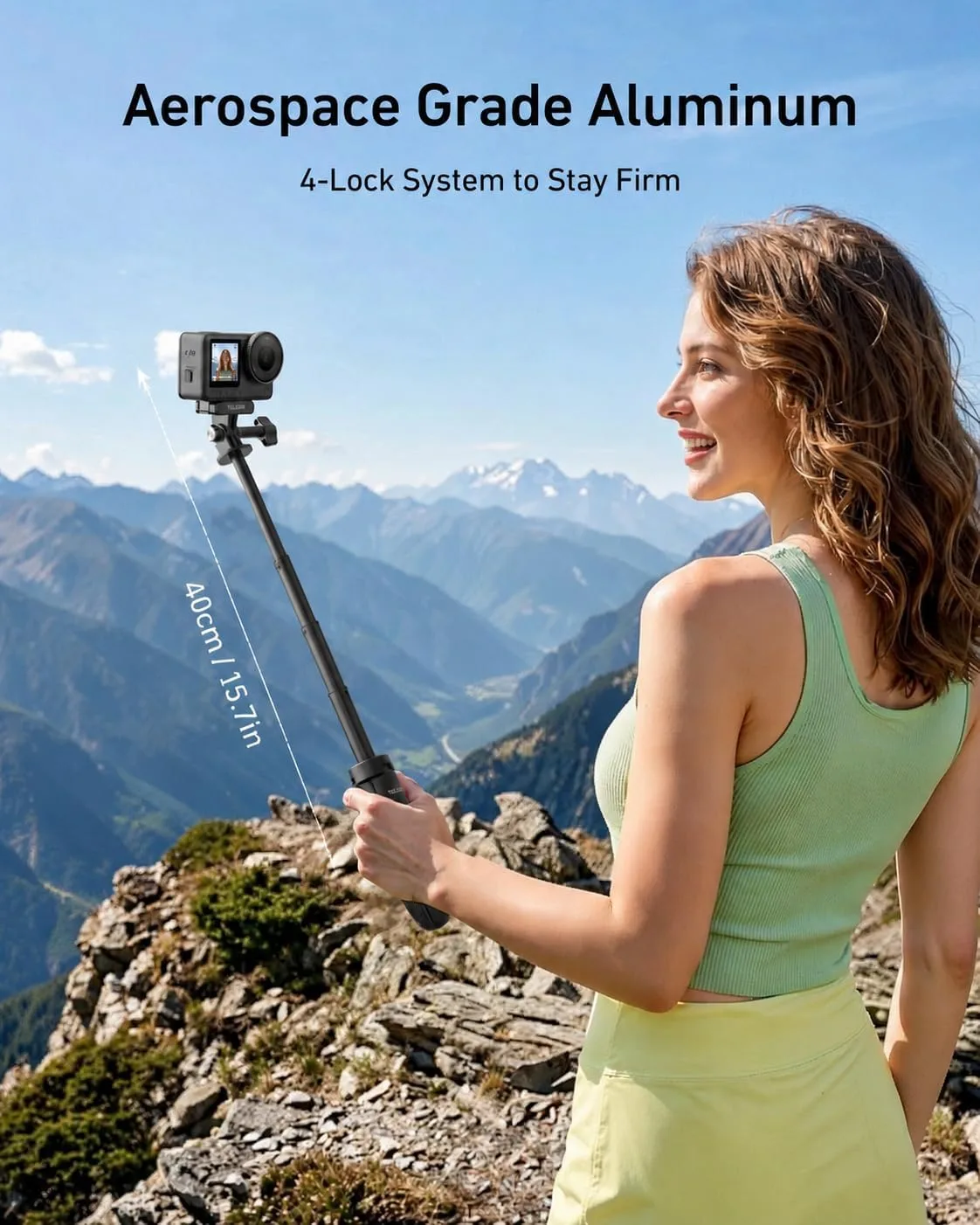 TELESIN 15.7" Mini Selfie Stick Tripod for DJI GoPro Insta360 Action Camera