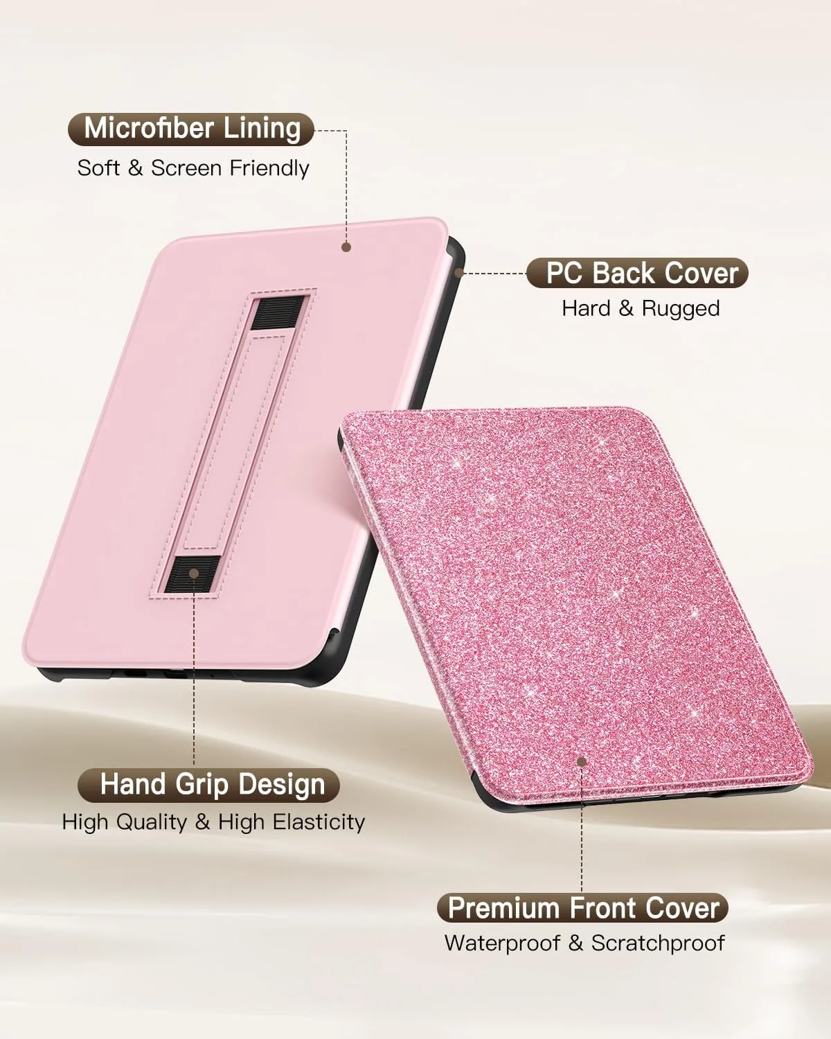 MoKo Case for 7" Kindle Paperwhite 12th Gen 2024 & Colorsoft, Shiny Pink