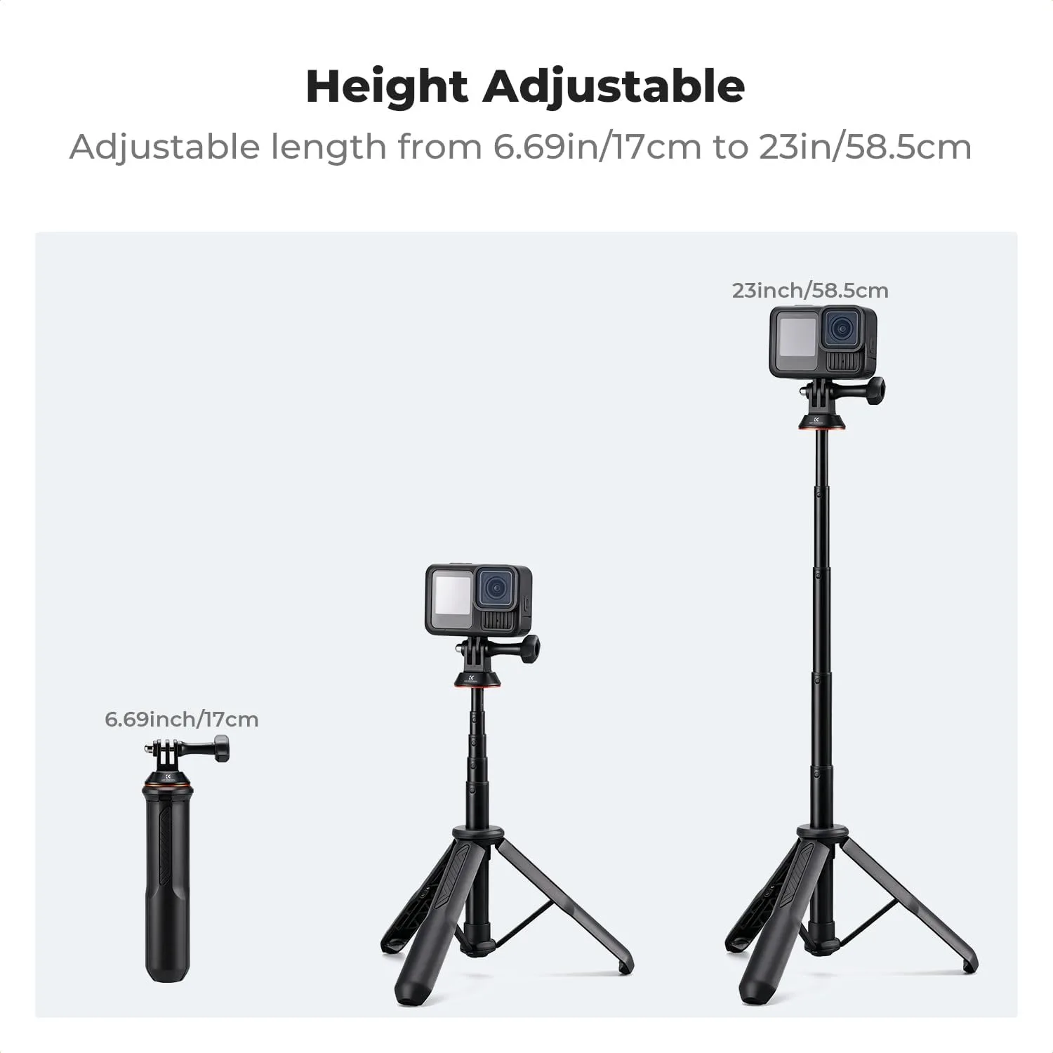 K&F CONCEPT 58.5cm/23inch Portable Adjustable Stand Selfie Stick Tripod