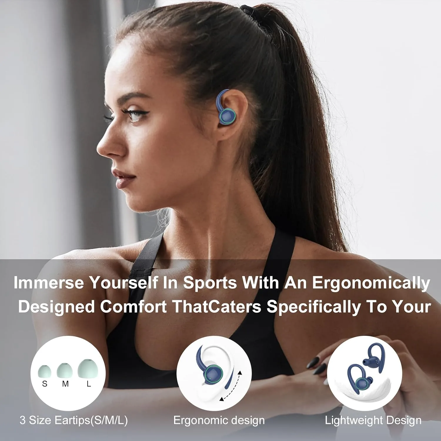 Wireless Earbuds, Bluetooth 5.4 Headphones Sport Over Ear Buds With ENC Mic