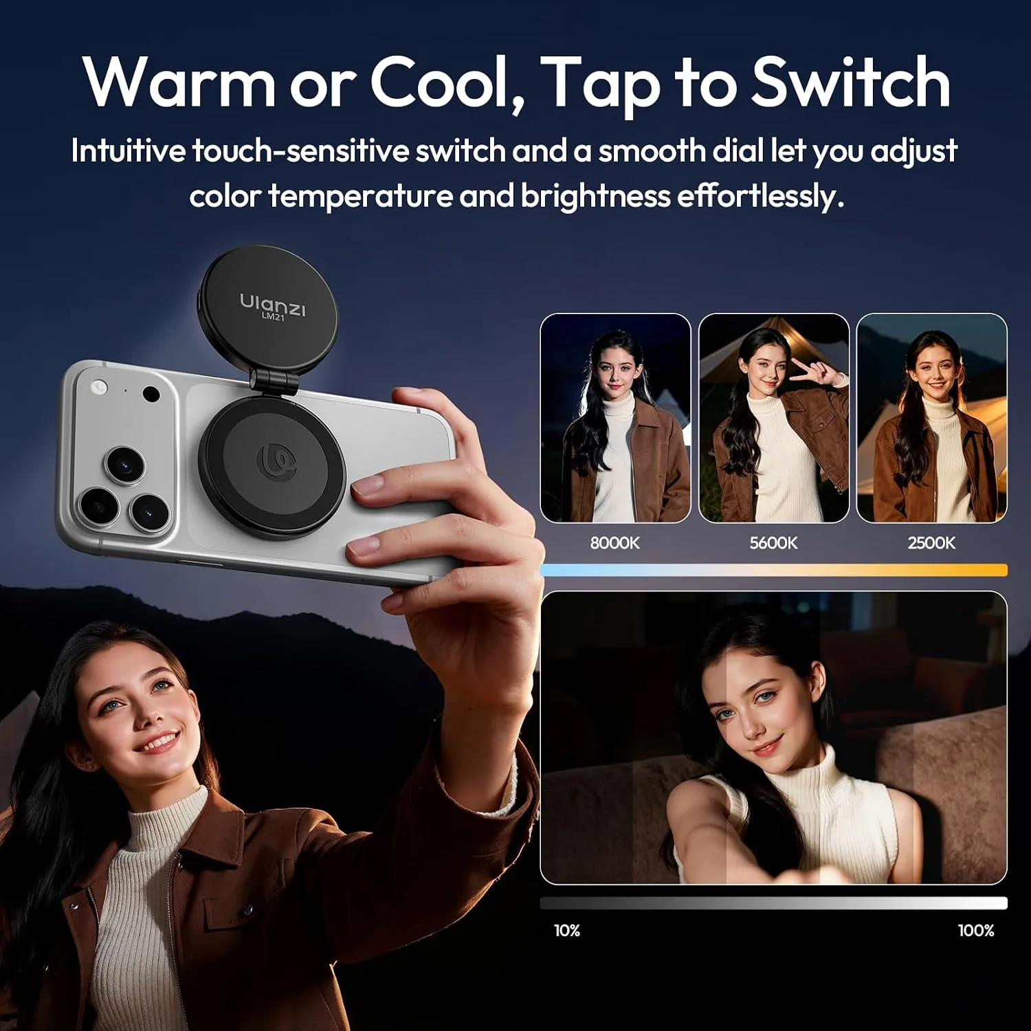 ULANZI LM21 Dual Sided Magnetic Selfie Ring Light for Phone with Magsafe
