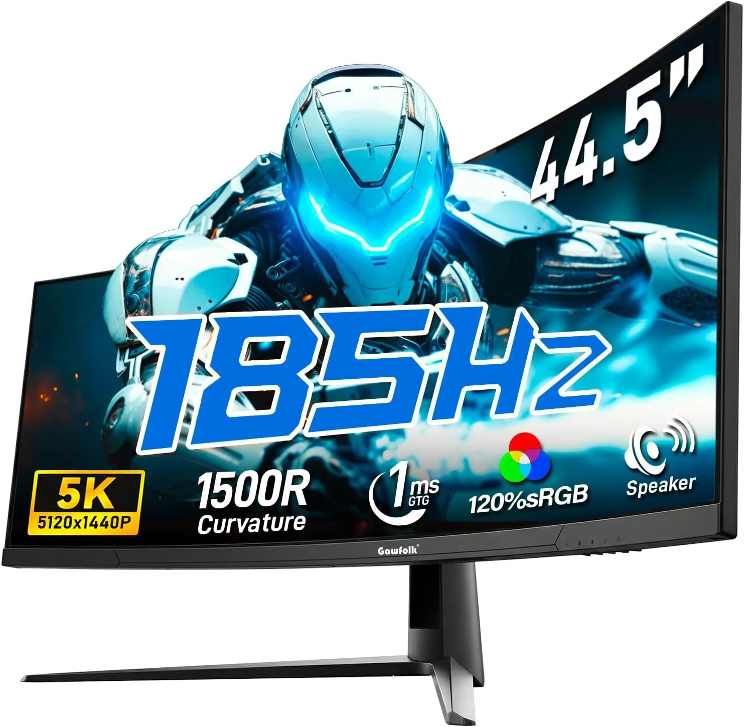 Monitor Curvo para Gaming Gawfolk 44.5 pulgadas 185Hz Dual QHD 5120x1440