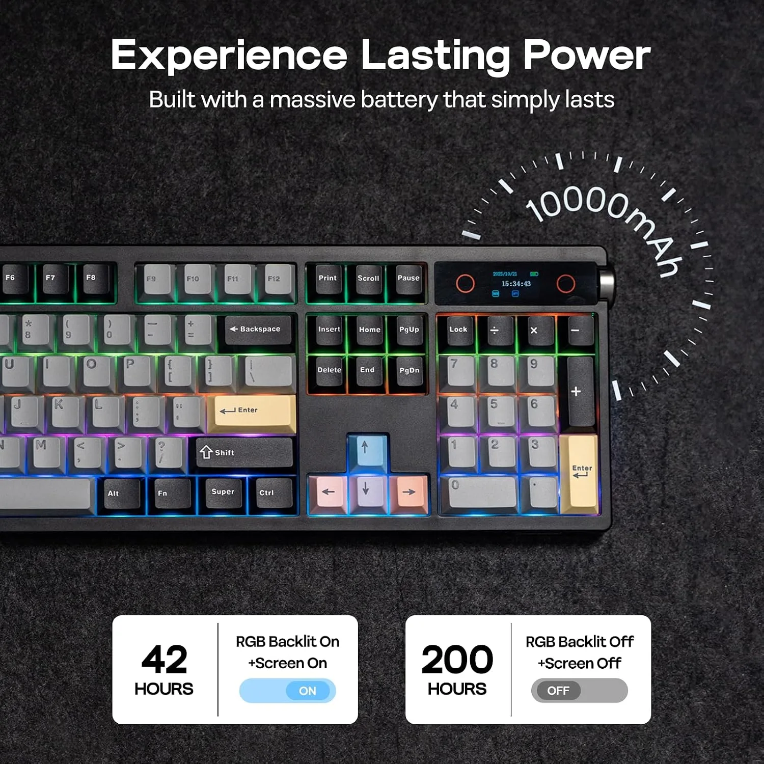 EPOMAKER TH108 PRO Full Size Mechanical Keyboard with Screen & Knob