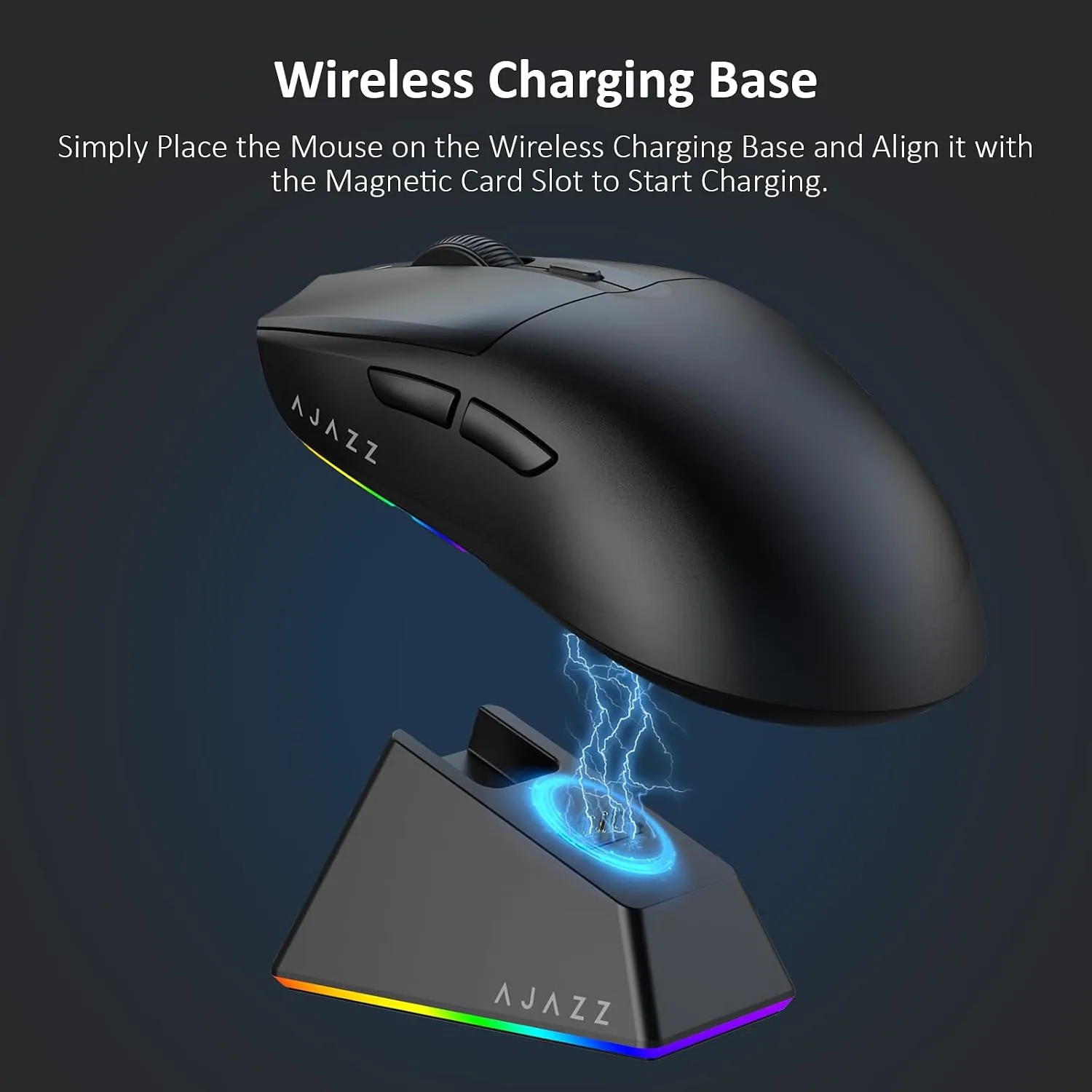 AJAZZ AJ139 V2 MC Wireless Gaming Mouse with RGB Charging Dock, 66g Ultra-Lightweight Tri-Mode Optical Mouse, 24000 DPI PAW3311 Sensor, Ergonomic Rechargeable Gaming Mouse for PC/Mac - Black