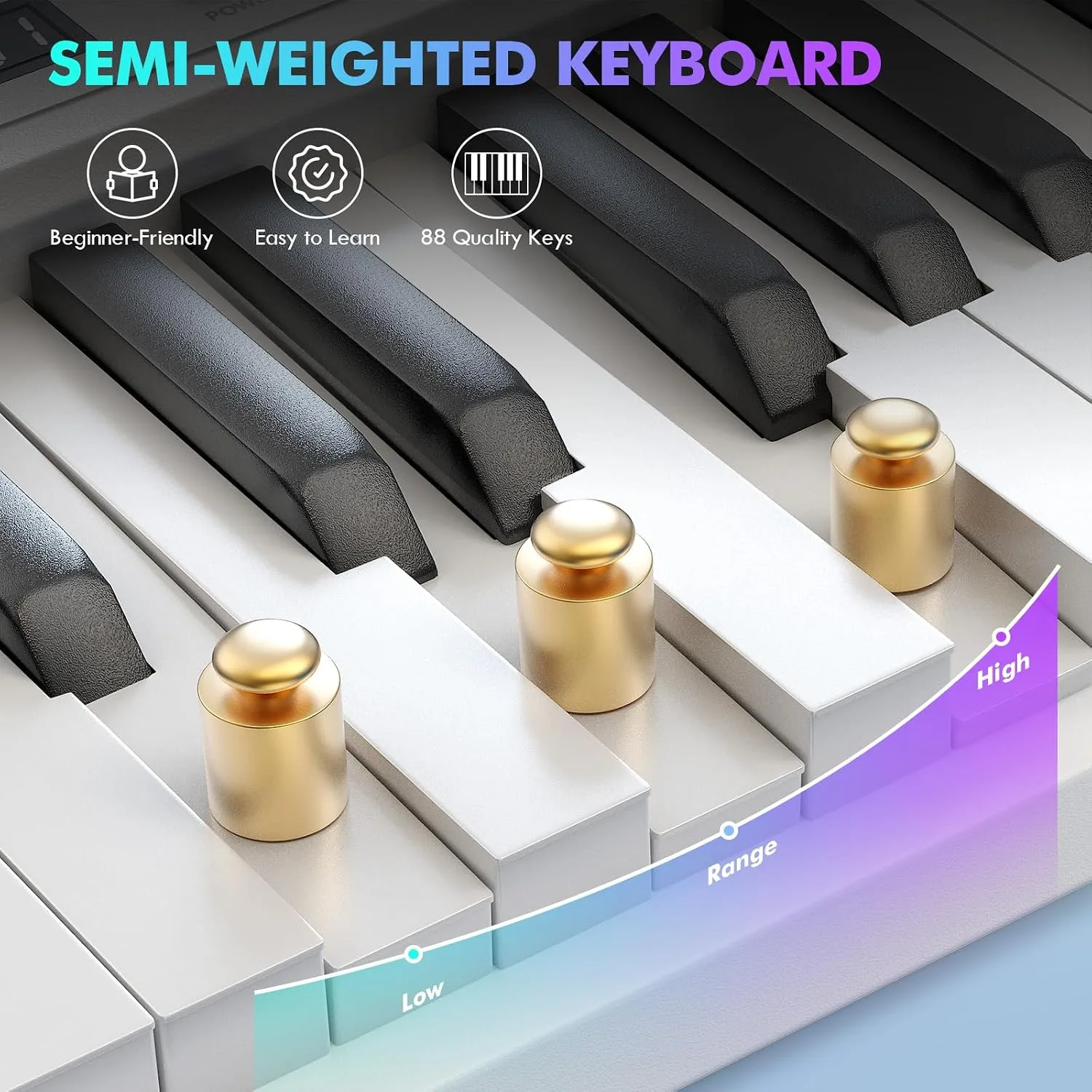 AiJoy 88-Key Portable Piano Keyboard, Magnetic Semi-Weighted Digital Piano