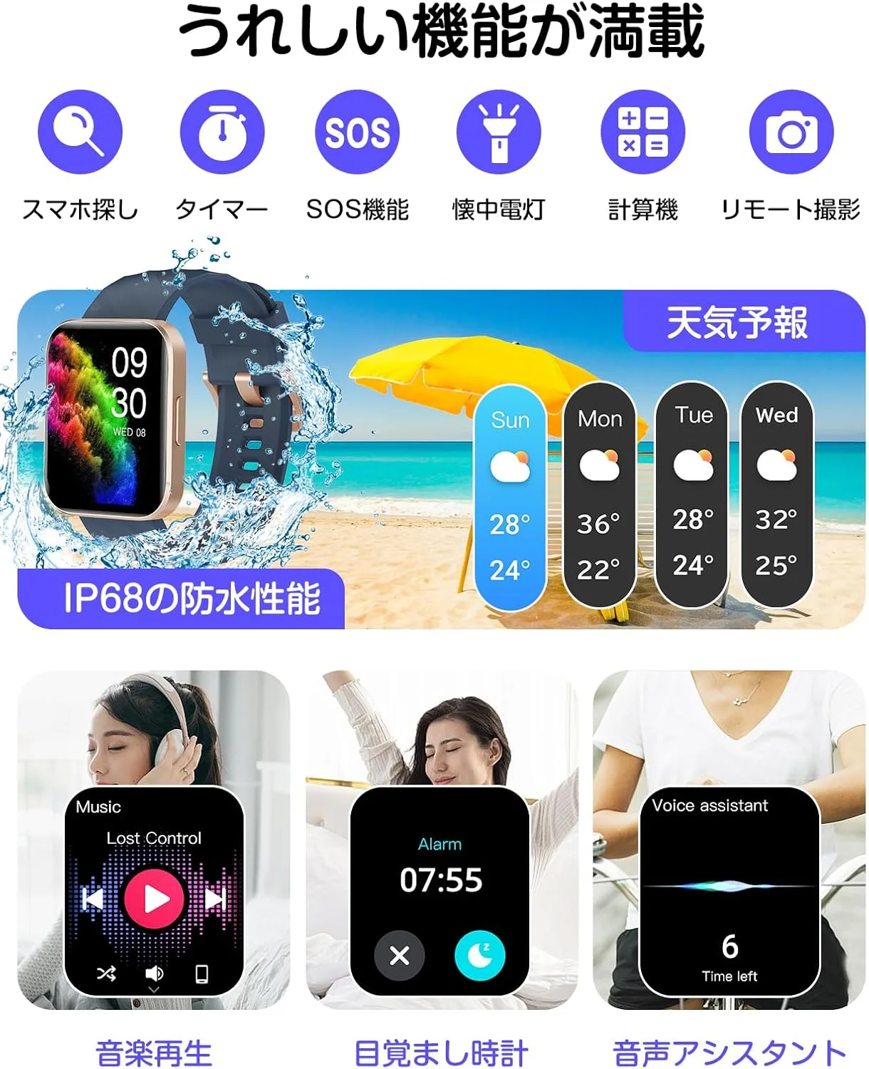 Smart Watch for Women Men, Answer/Make Calls, for iPhone/Android Blue
