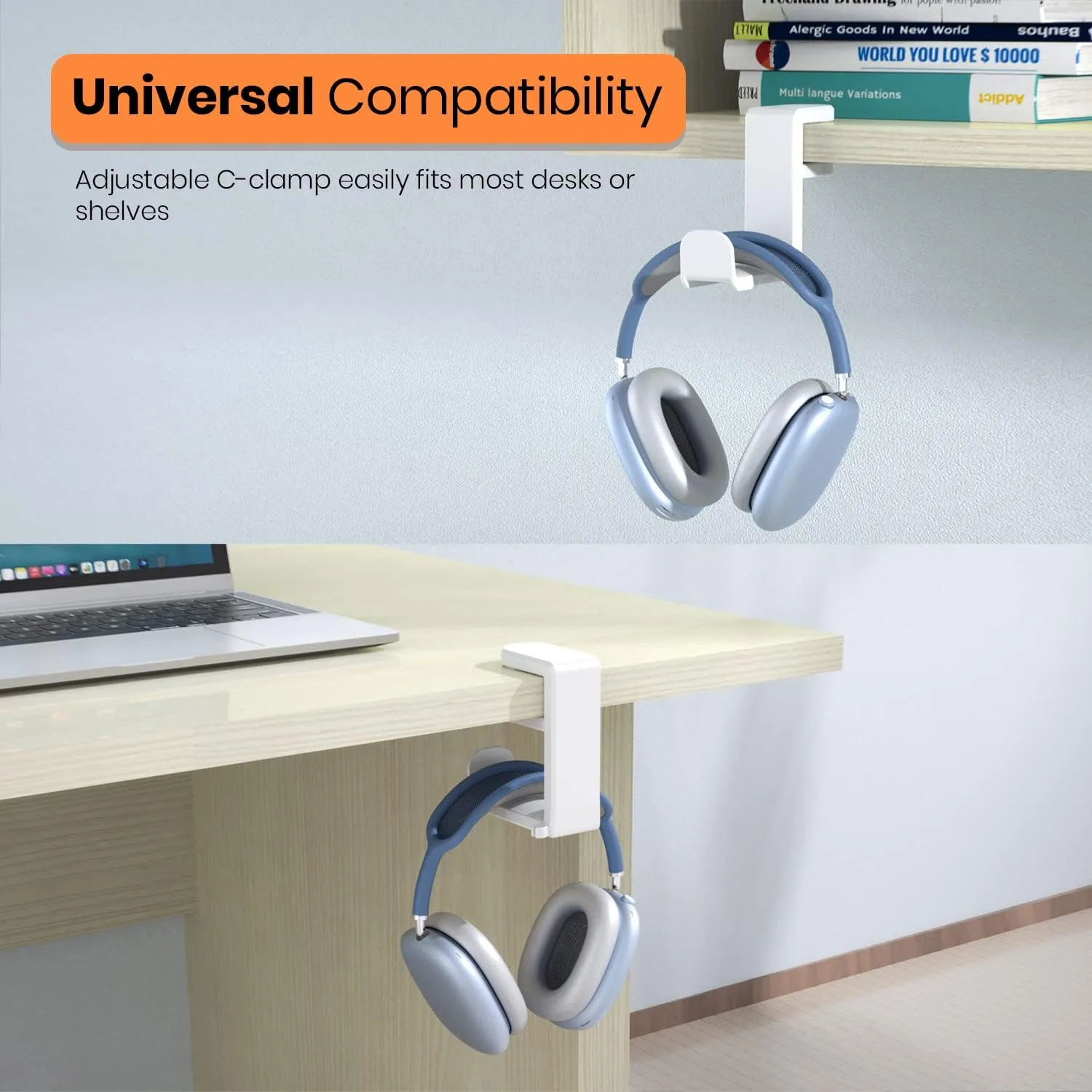 EURPMASK 3-in-1 Rotating Headphone Stand w/2 Detachable Controller Holders
