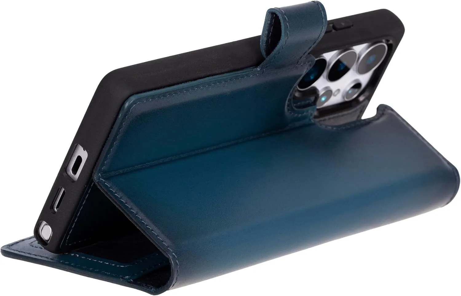 VENOULT Wallet Case for iPhone, Full Grain Genuine Turkish Leather, Magnetic Detachable, RFID 4 Card Slots, Business Style, Compatible with MagSafe (Admiral Blue, iPhone 16 Pro MAX)