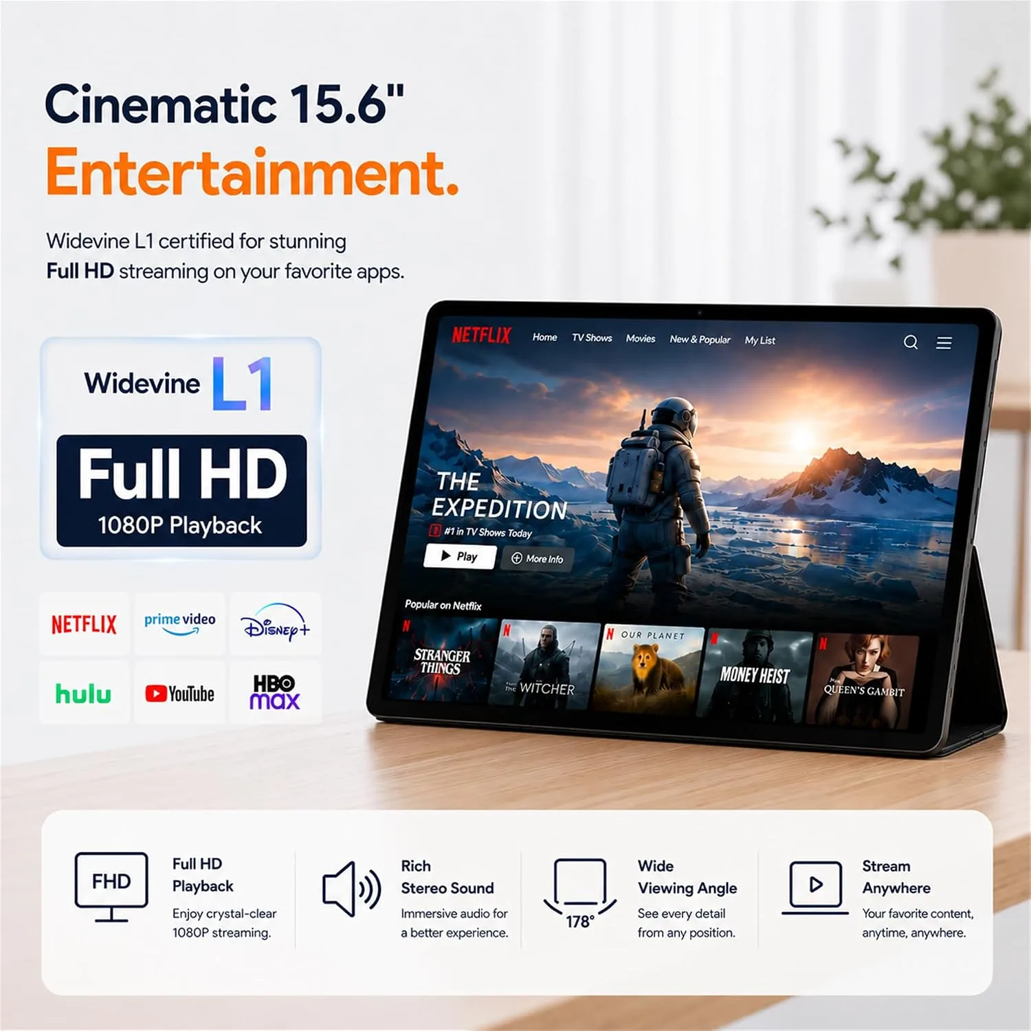 15.6-Inch Android 16 Tablet,Helio G99,12GB RAM,128GB,Wi-Fi,Large Screen