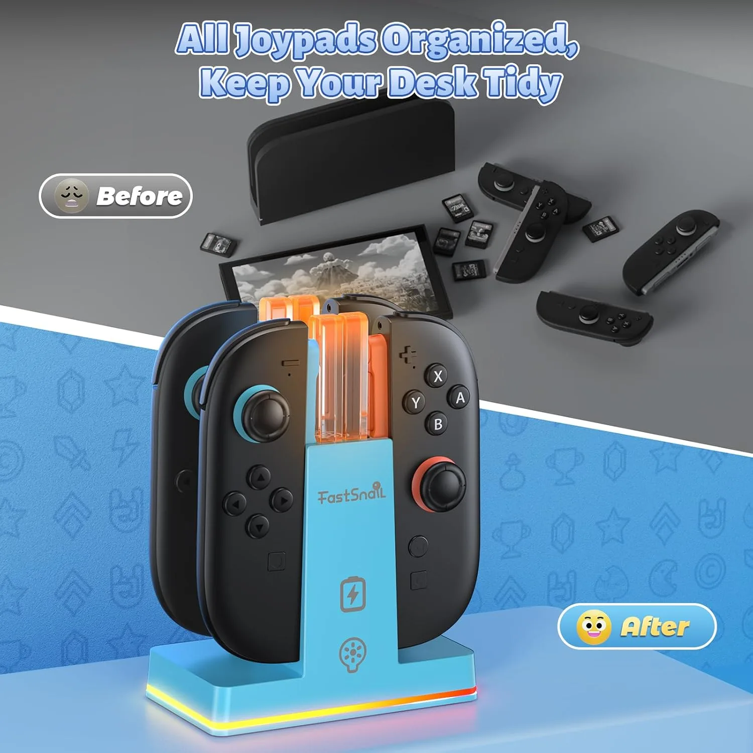 FASTSNAIL Switch 2 Controller Charger Dock for Nintendo Switch 2 for JoyCon