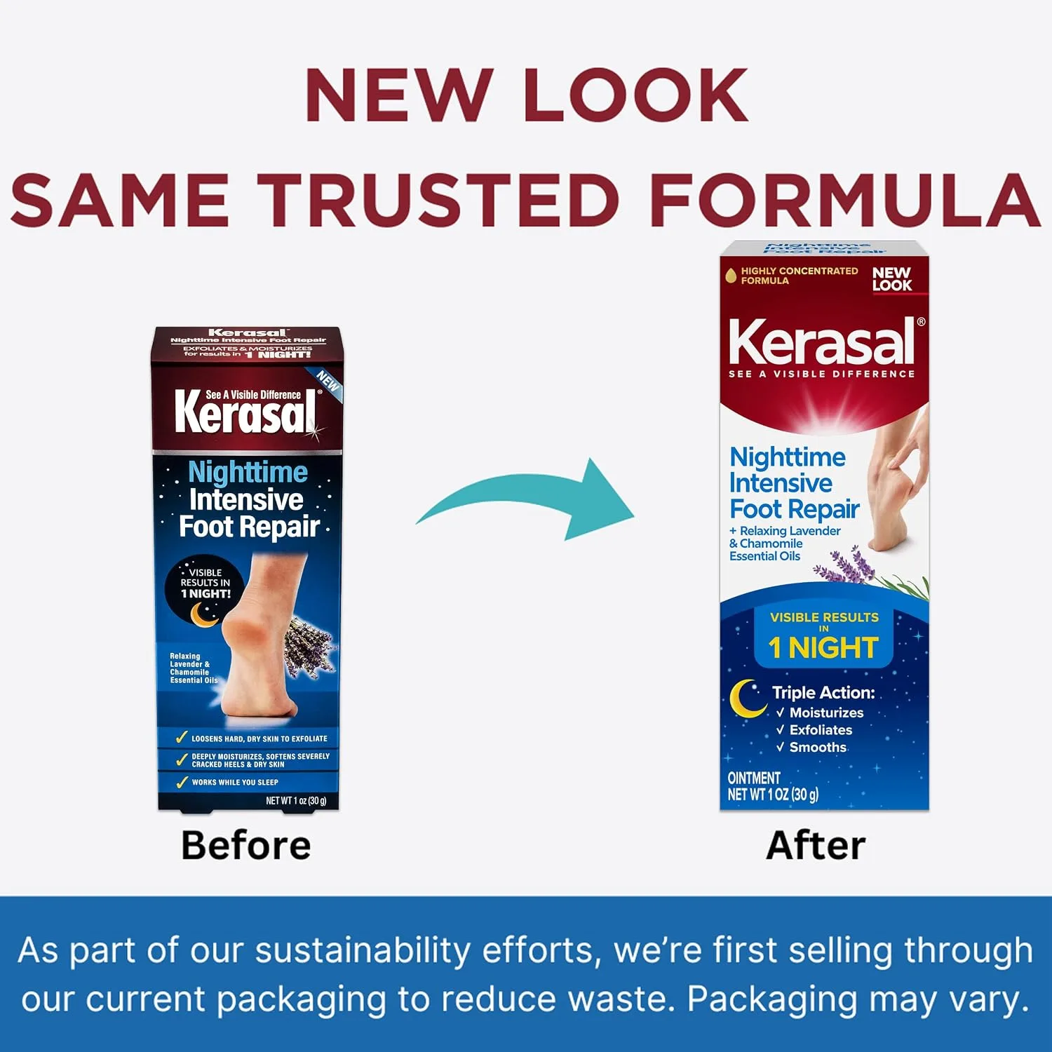 Kerasal Nighttime Intensive Foot Repair,Smooth Cracked Heels, Ointment, 1oz