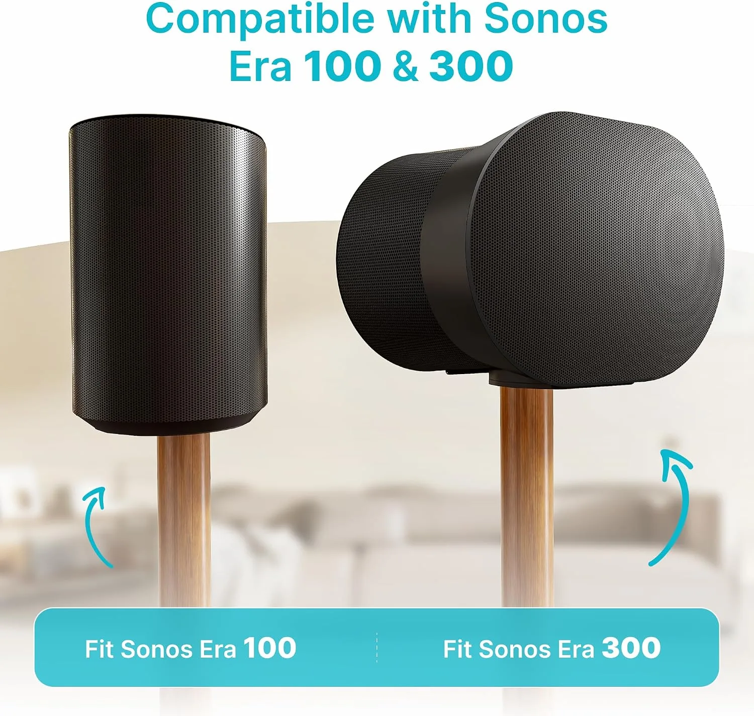 30.6" Speaker Stands Pair for SONOS Era 100 and Era 300,Black