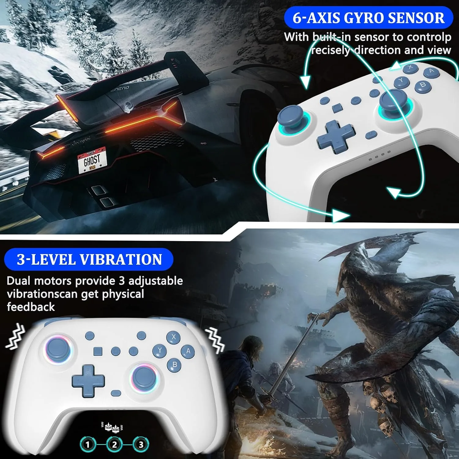 SZYUYU Switch Controller for Nintendo Switch, Switch Pro/OLED/Lite/PC