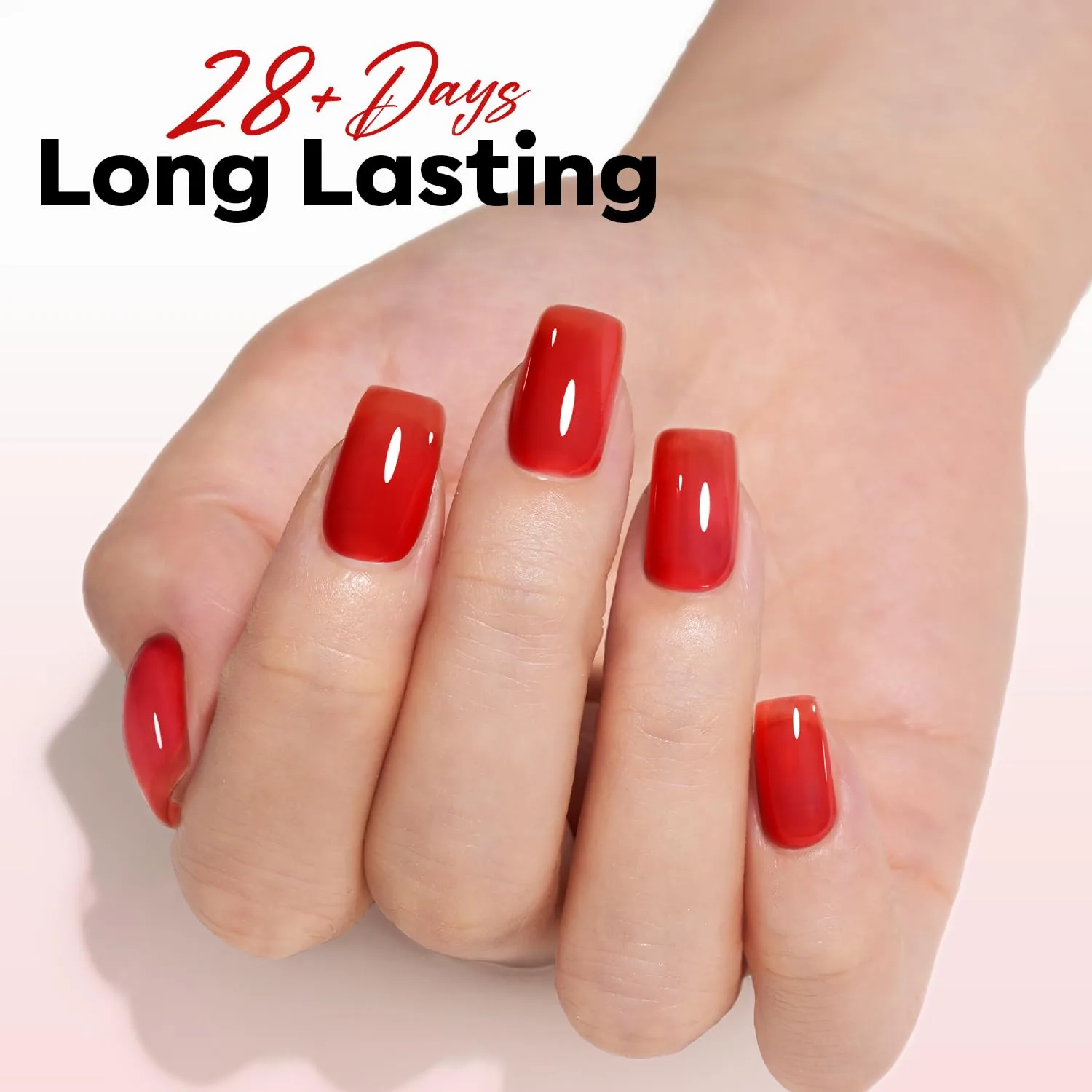 modelones Red Jelly Gel Nail Polish Translucent Gel Polish