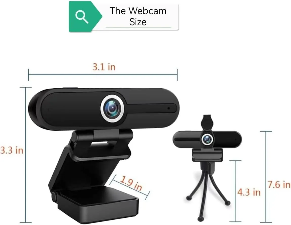 4K Webcam, HD Webcam 8MP- Laptop PC Desktop Computer Web Camera with Microphone, USB Webcams for Video Calling Recording Streaming Video Conference, Webcam with Mini Tripod,Privacy Shutter.