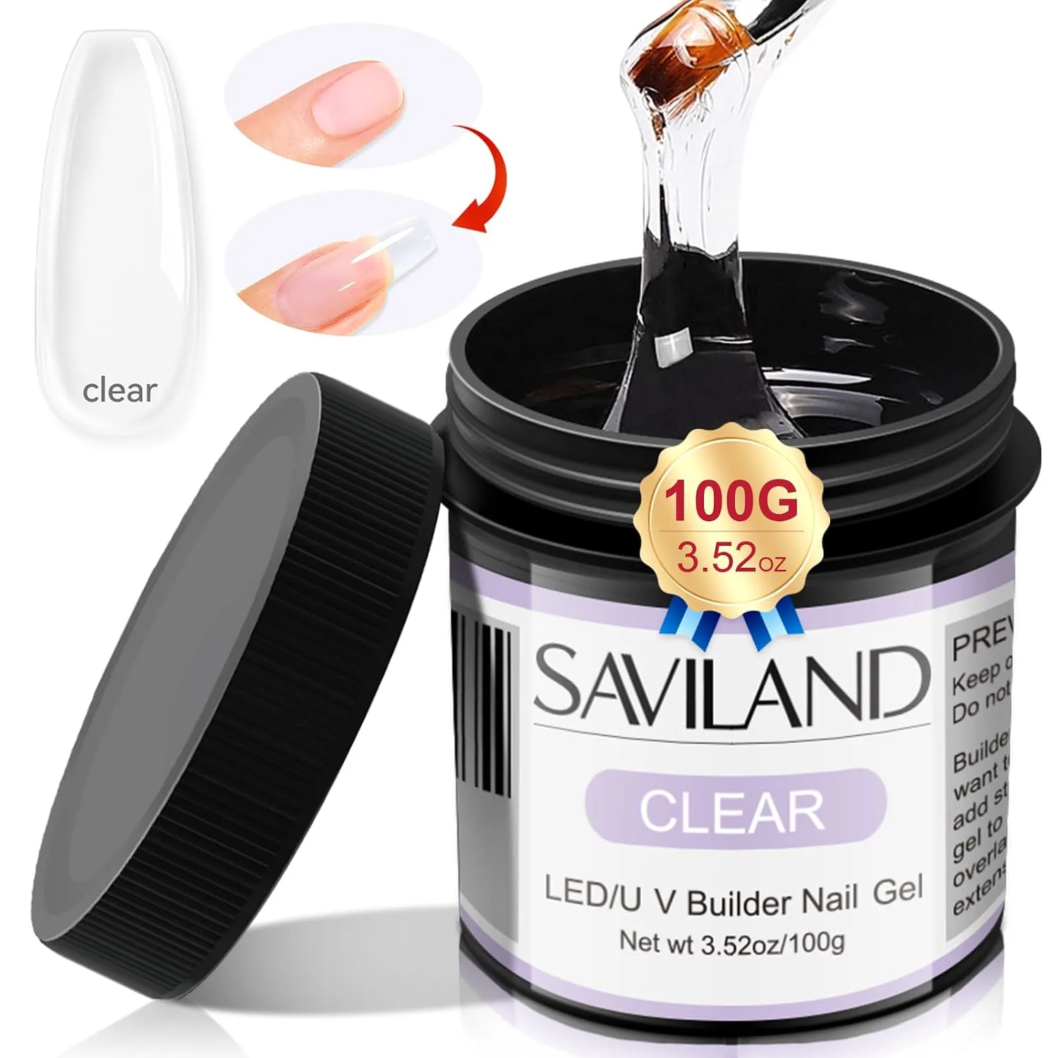 SAVILAND Builder Nail Gel Clear 3.5 oz for Nail Extensions & Manicure Art