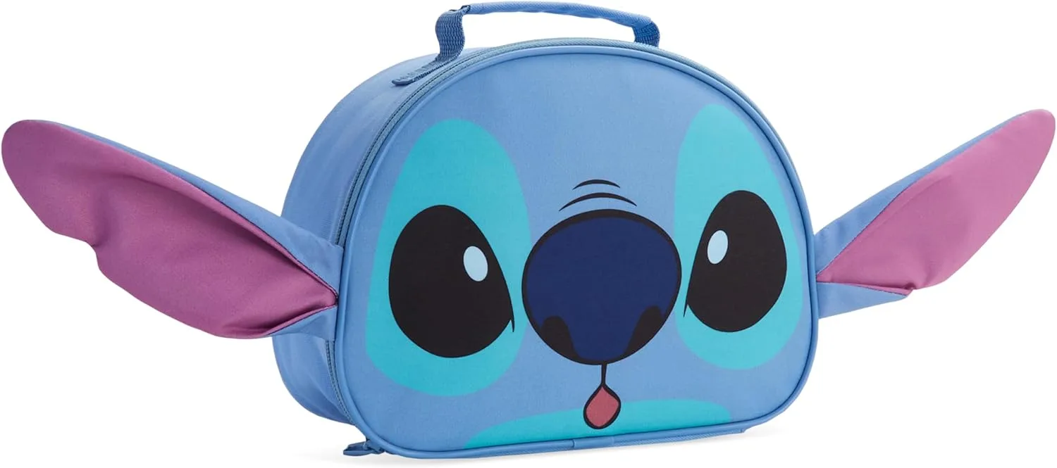 Disney Stitch Lunch Bag for Kids with Insulated Lining Portable Lunch Cooler Bag for School Travel Holidays Trips School Supplies